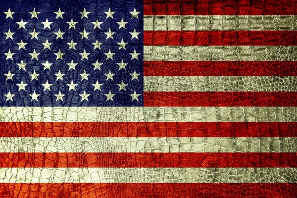 USA Flag on luxury crocodile texture or background — Stock Photo, Image