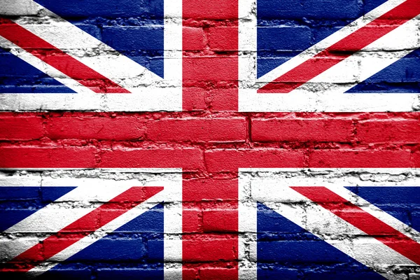 Flaga Wielkiej Brytanii malowane na stary ceglany mur — Zdjęcie stockowe