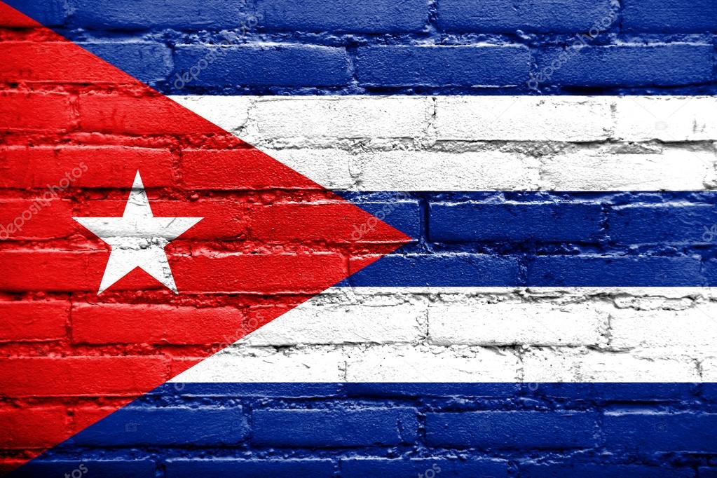 Cuba Flag painted on old brick wall