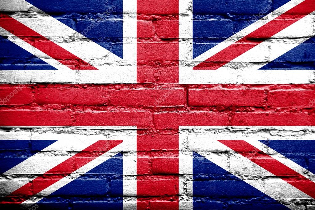 UK Flag painted on old brick wall