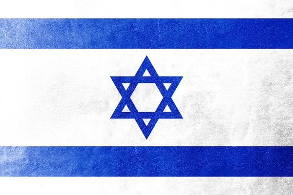 Israel Bandeira sobre textura de couro ou fundo — Fotografia de Stock