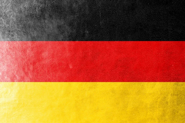 Bandera de Alemania sobre cuero textura o fondo — Foto de Stock