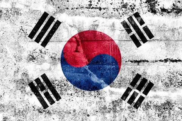 Zuid-korea vlag geschilderd op grunge muur — Stockfoto