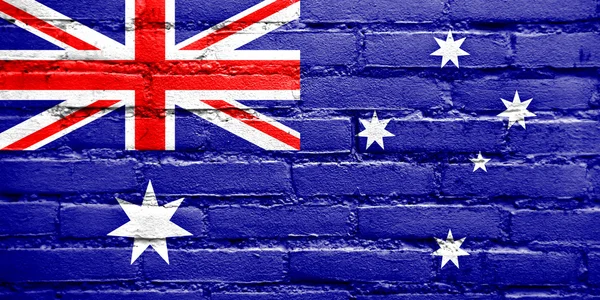 Bandera de Australia pintada en la pared de ladrillo — Foto de Stock