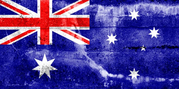 グランジの壁に描かれたオーストラリアの国旗 — ストック写真