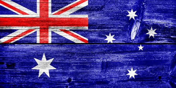 Vlajka Austrálie na staré dřevěné prkenné textury — Stock fotografie