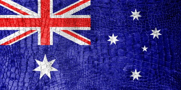 Austrália Bandeira pintada em textura de crocodilo de luxo — Fotografia de Stock