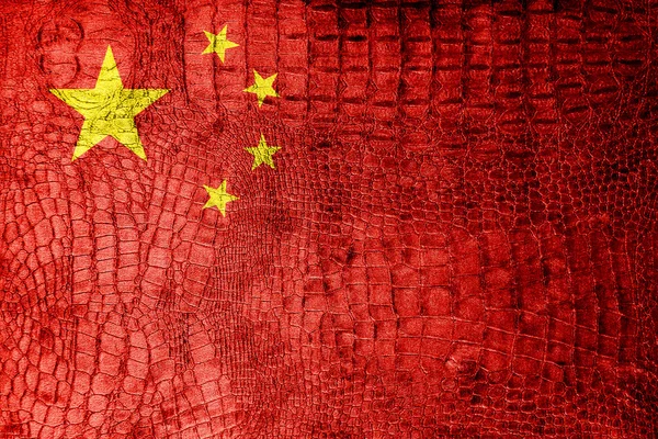 China Bandeira pintada em textura de crocodilo de luxo — Fotografia de Stock