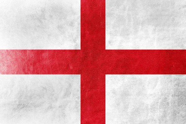 Englands Flagge auf Leder-Textur gemalt — Stockfoto