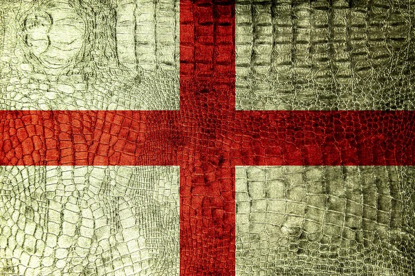 Inglaterra Bandeira pintada em textura de crocodilo de luxo — Fotografia de Stock