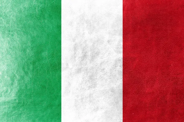 Italy flagga målad på läder konsistens — Stockfoto