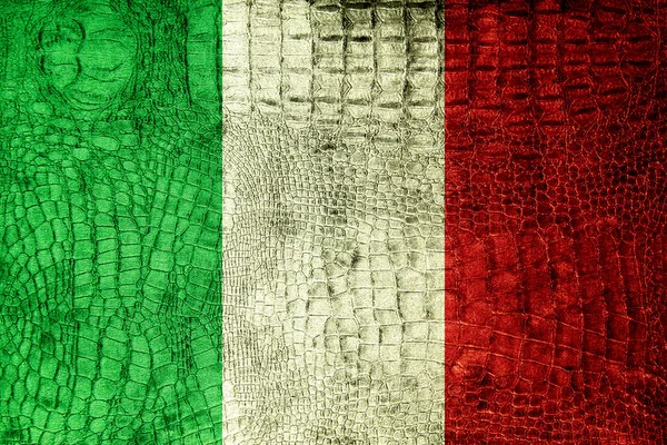 Italia Bandiera dipinta su texture di coccodrillo di lusso — Foto Stock