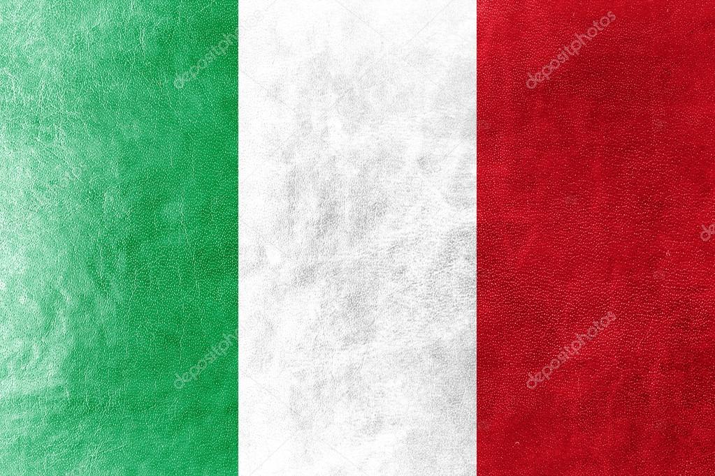 Italy Flag painted on leather texture