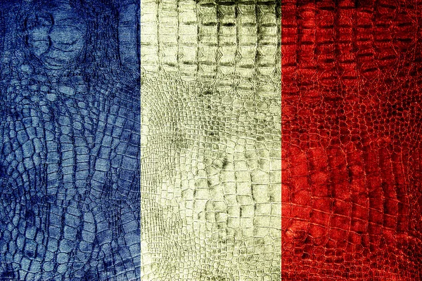 Bandera de Francia pintada en textura de cocodrilo de lujo — Foto de Stock