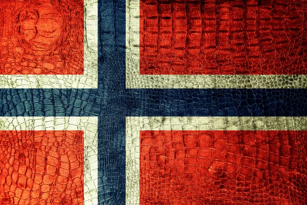 Bandeira da Noruega pintada em textura de crocodilo de luxo — Fotografia de Stock