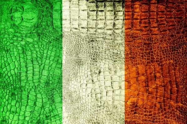 Irlande Drapeau peint sur une texture de crocodile de luxe — Photo