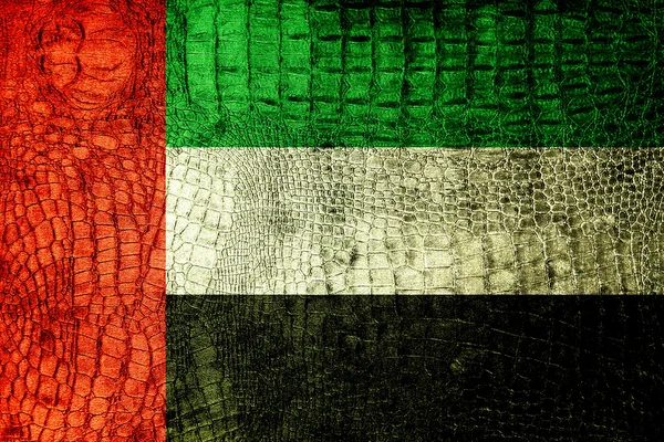 Vlajka Spojených arabských emirátů na luxusní krokodýlí textura — Stock fotografie