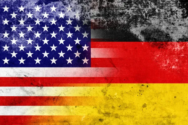 Grunge Etats-Unis et Allemagne Drapeau — Photo