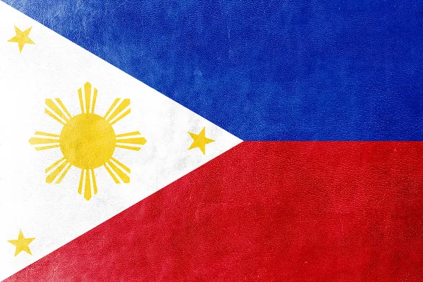 Philippines Flag painted on leather texture — Stock Photo, Image