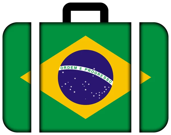 Чемодан с флагом Бразилии — стоковое фото