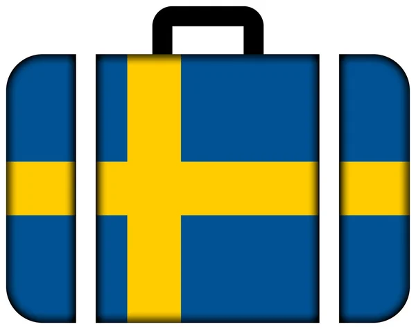 Чемодан со шведским флагом — стоковое фото