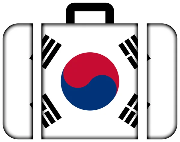 Чемодан с флагом Южной Кореи — стоковое фото