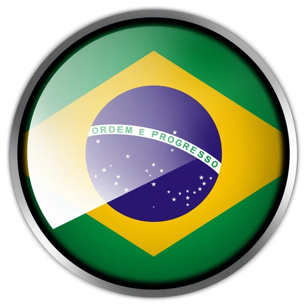 Brasilianische Flagge Hochglanz-Knopf — Stockfoto