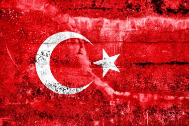 Türkiye'nin bayrak grunge duvara boyalı