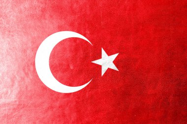 deri dokusu üzerinde boyalı Türkiye bayrağı