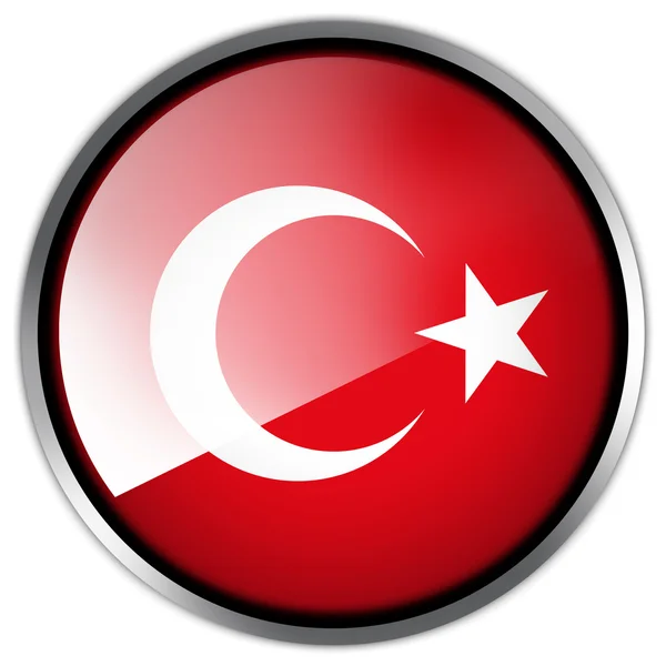 Türkiye Flag parlak düğmesi — Stok fotoğraf