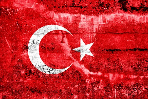 Turecko vlajky maloval na zdi grunge — Stock fotografie