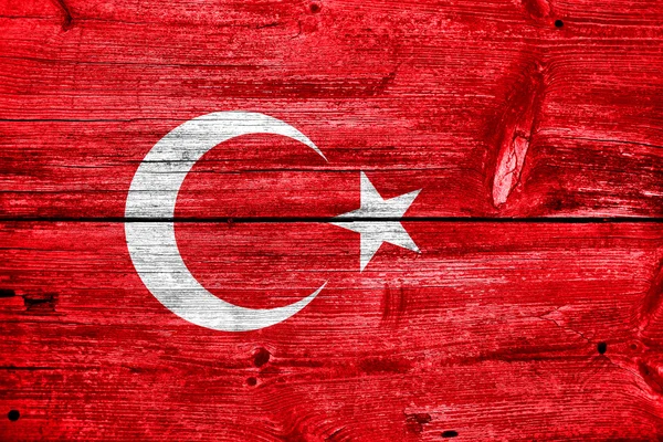 Turkije vlag geschilderd op oude houten plank textuur — Stockfoto