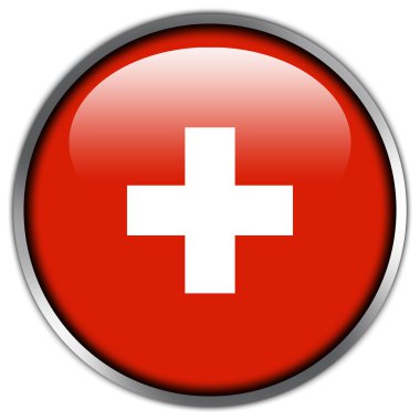 İsviçre bayrağı parlak düğme