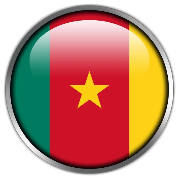 Camarões Bandeira botão brilhante — Fotografia de Stock