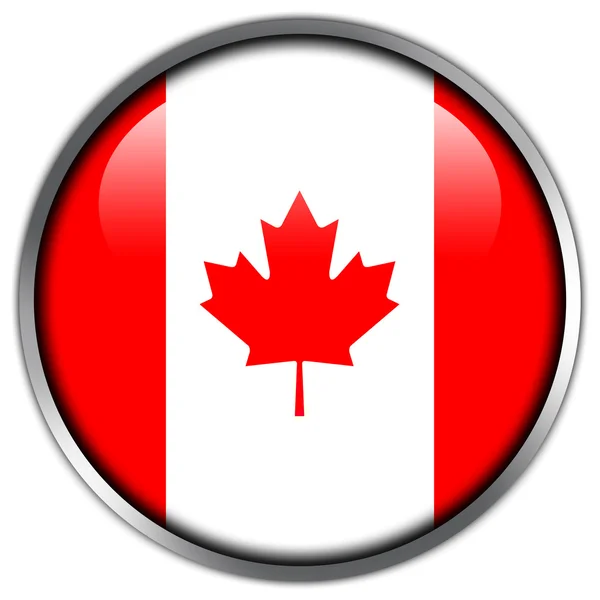 Kanada lesklý tlačítko příznak — Stock fotografie