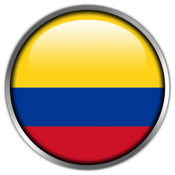 哥伦比亚国旗光泽按钮 — 图库照片