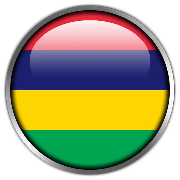 モーリシャスの旗の光沢のあるボタン — ストック写真