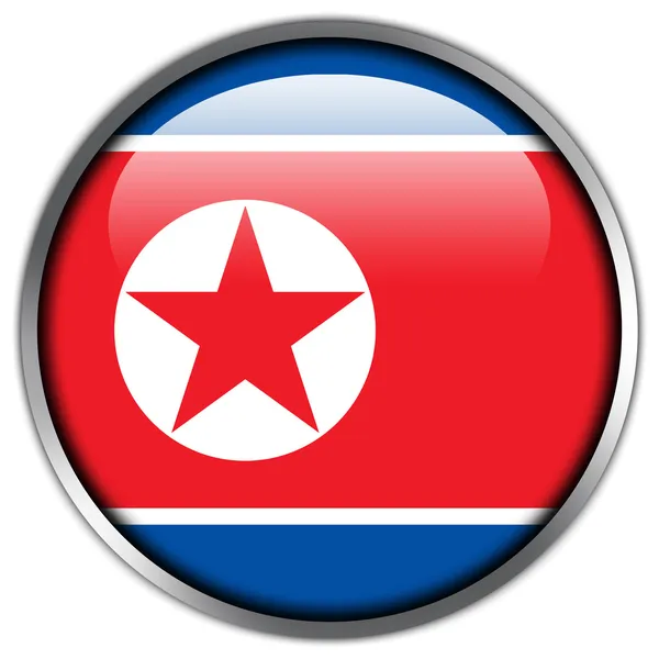 北朝鮮の旗の光沢のあるボタン — ストック写真