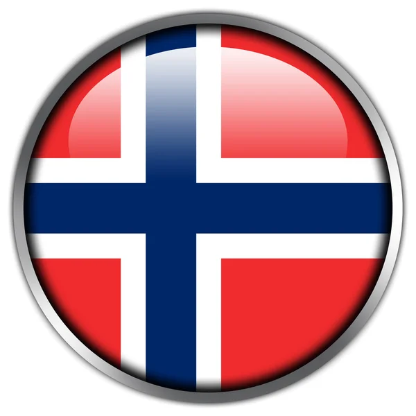 Глянцевая кнопка флага Норвегии — стоковое фото