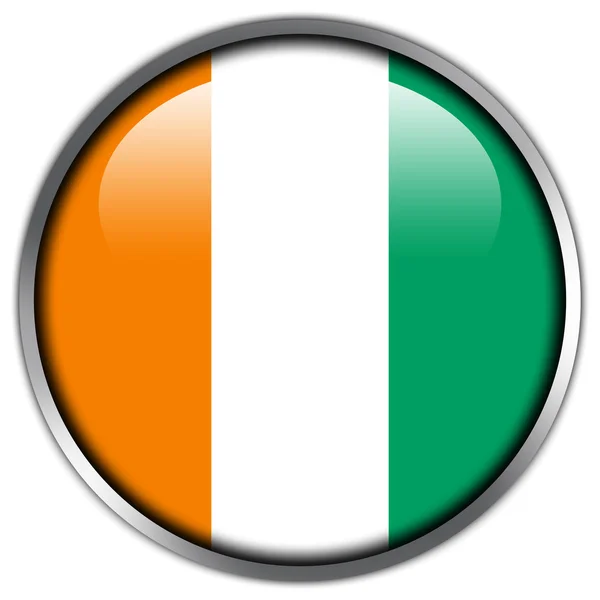 Ivory Coast Flag glossy button — Stock Photo, Image