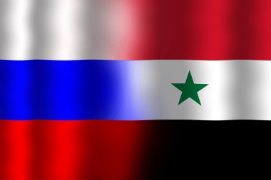 Rusya ve Suriye dalgalanan bayrak