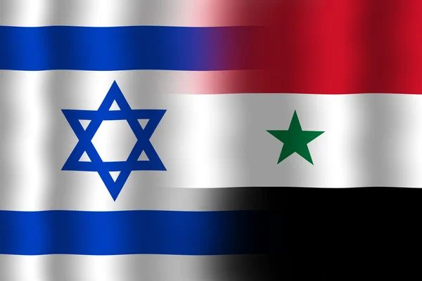 Vlající vlajka Izrael a Sýrie — Stock fotografie
