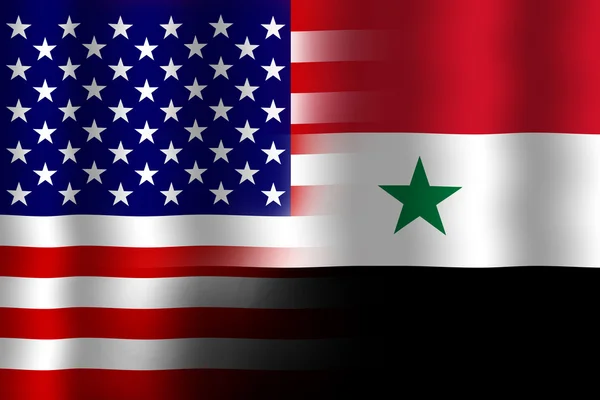 美国和叙利亚旗帜 — 图库照片