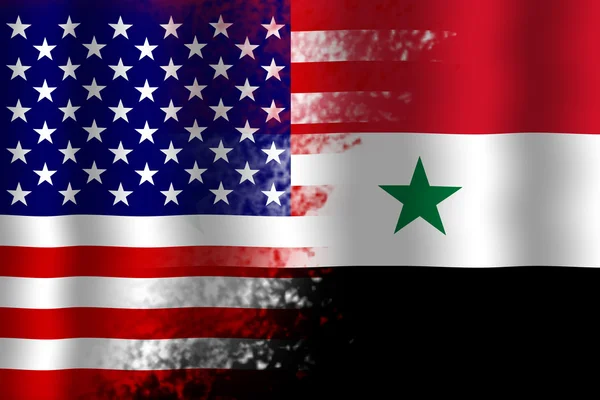 Dalgalanan ABD ve Suriye bayrağı — Stok fotoğraf