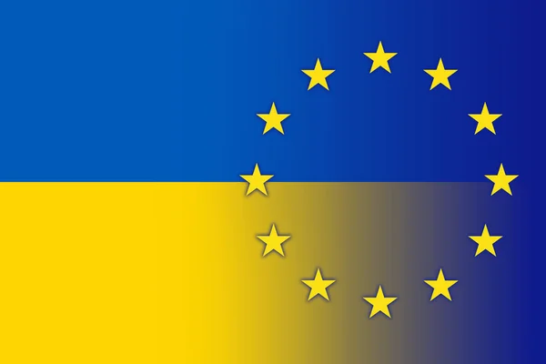 Ukraine et drapeau de l'UE — Photo