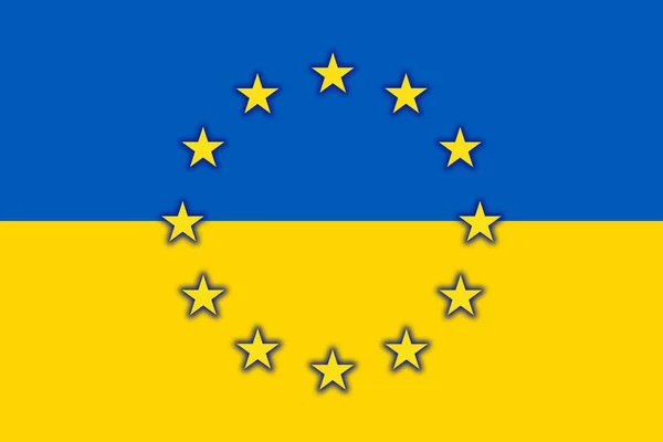 Ukraina och EU: s flagga — Stockfoto