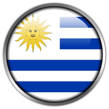 Uruguay bayrağı parlak düğme