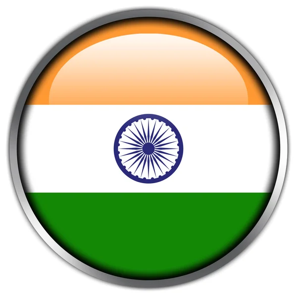 Блестящая кнопка флага Индии — стоковое фото