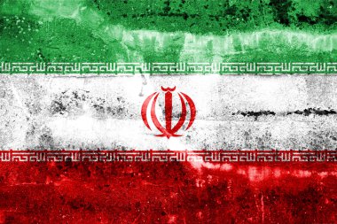 Grunge duvara boyalı iran bayrağı