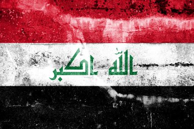 Grunge duvara boyalı Irak bayrağı